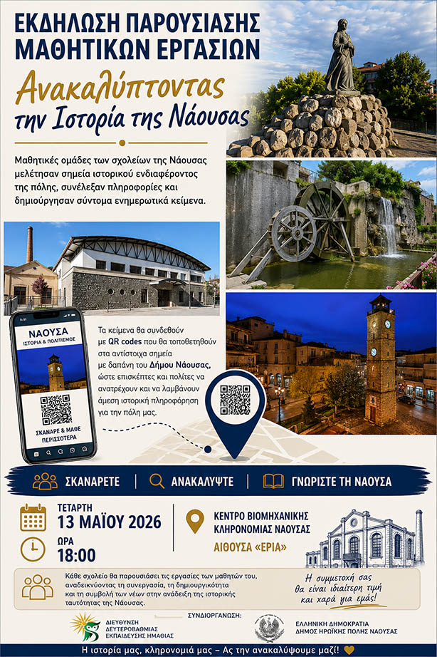 Παρουσίαση μαθητικών εργασιών του προγράμματος Τοπικής Ιστορίας και των δράσεων του Ενεργού Πολίτη